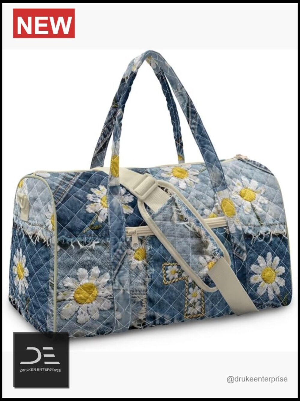 Quilted Travel Bag Lightweight Large Gym Duffle with Crossbody Strap